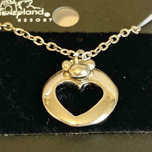 Vintage Disney Mickey Mouse Ears Heart Charm Necklace Stainless Steel 18" Chain - Picture 8 of 11